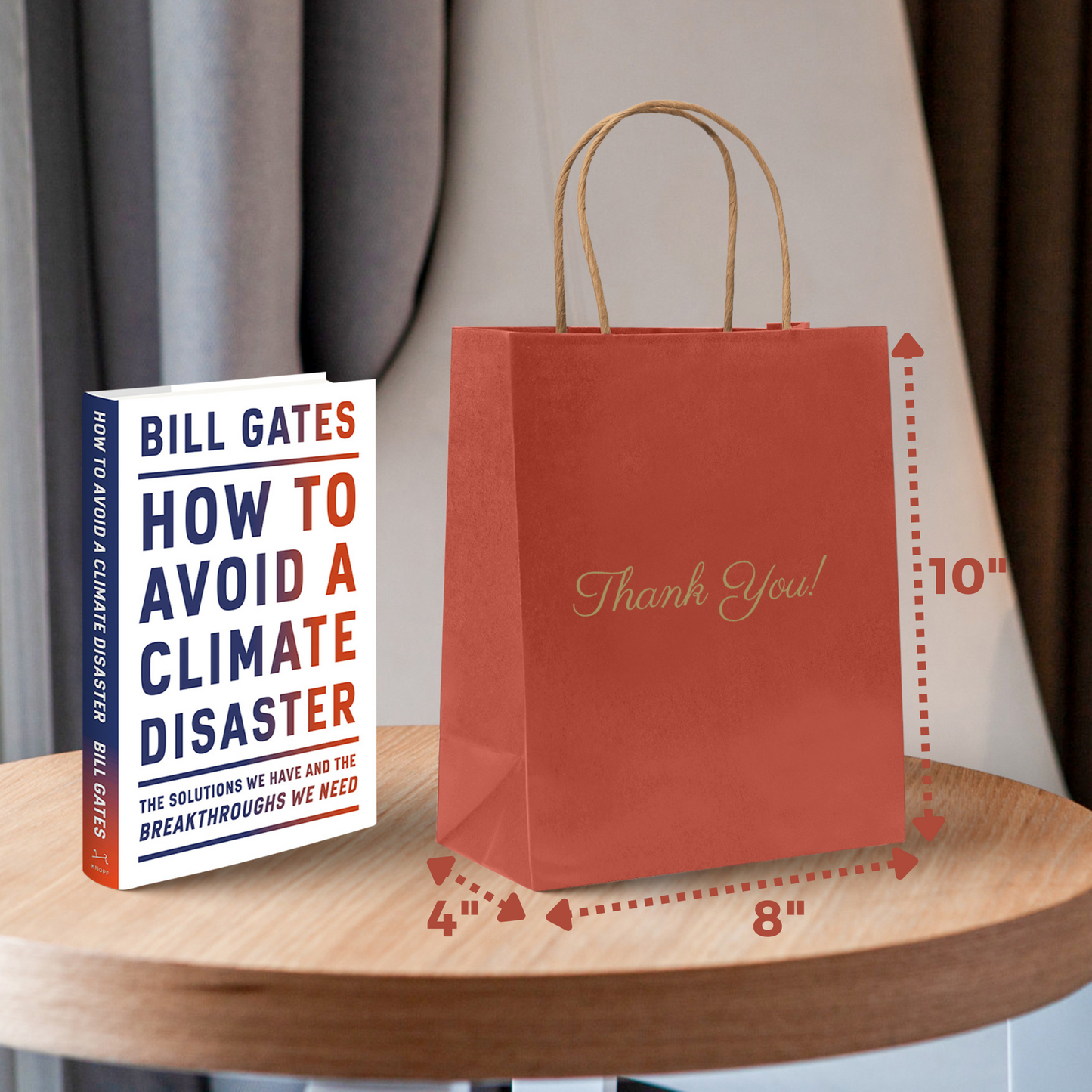 Thank You Gift Bags, Red Paper Bags 50 Pack, 8"x10"x4" Wedding Gift Bag