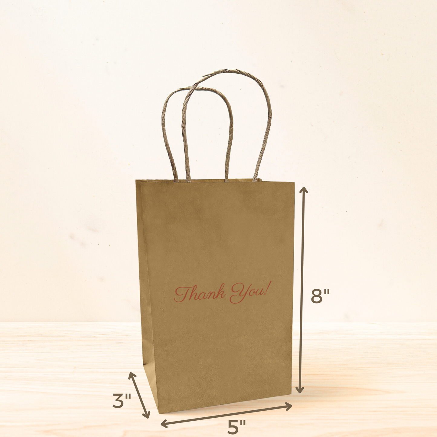 Thank You Gift Bags, Kraft Paper Bags 50 Pack, 5"x8"x3" Wedding Gift Bag