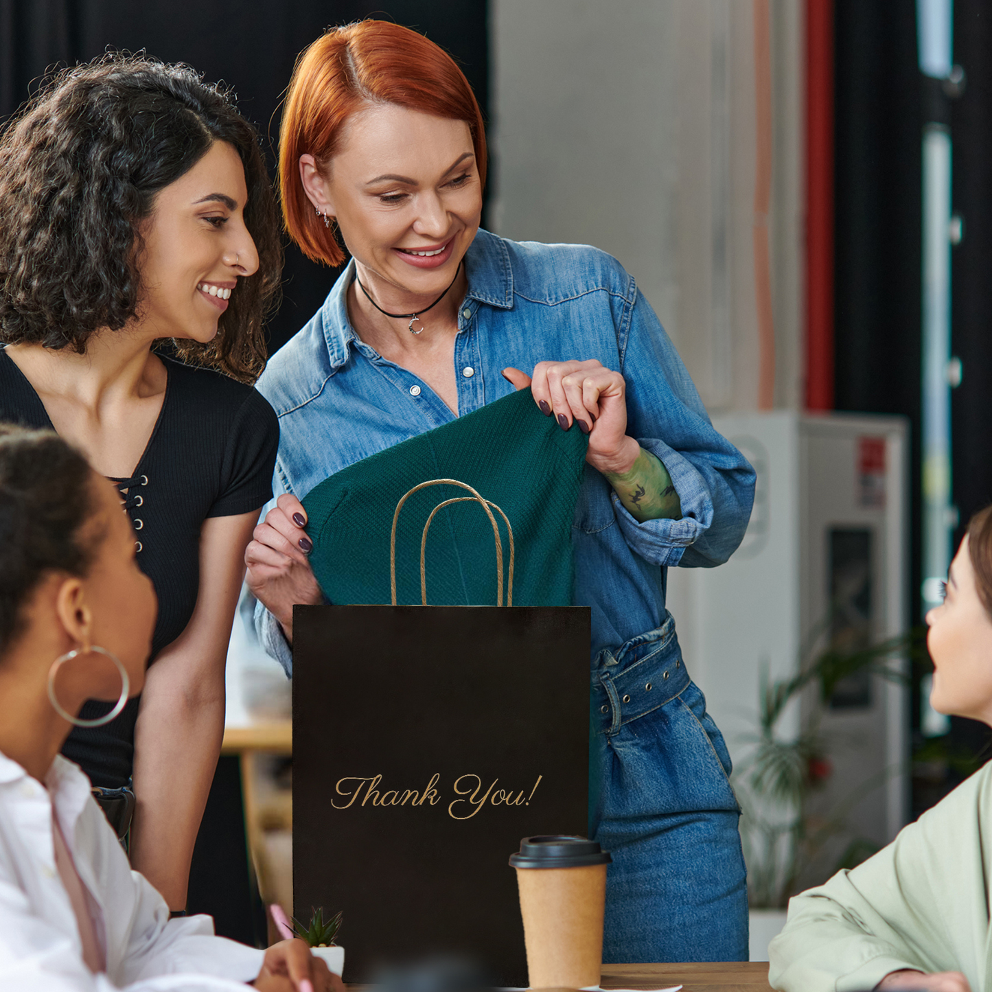 Thank You Gift Bags, Black Paper Bags 50 Pack, 8"x10"x4" Wedding Gift Bag