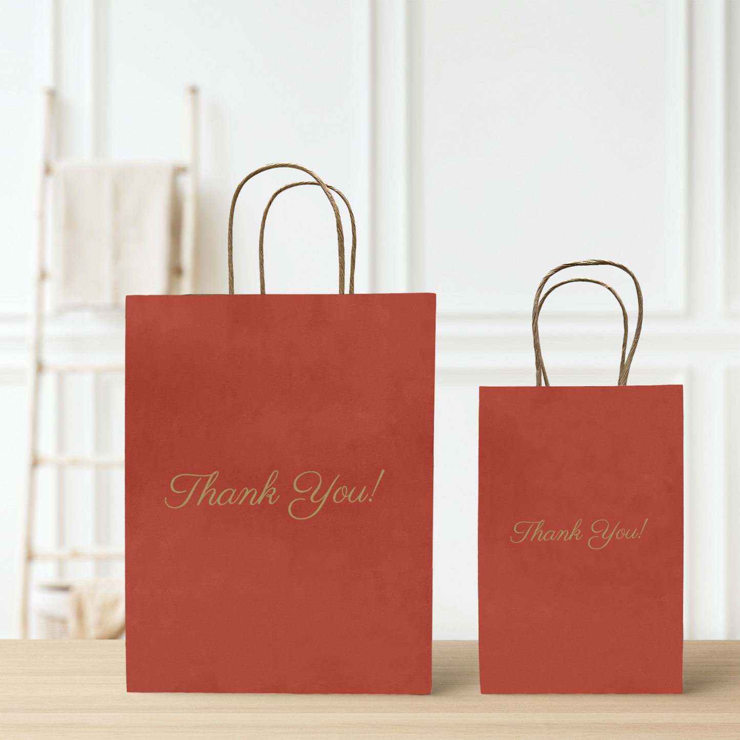 Thank You Gift Bags, Red Paper Bags 50 Pack, 5"x8"x3" Wedding Gift Bag