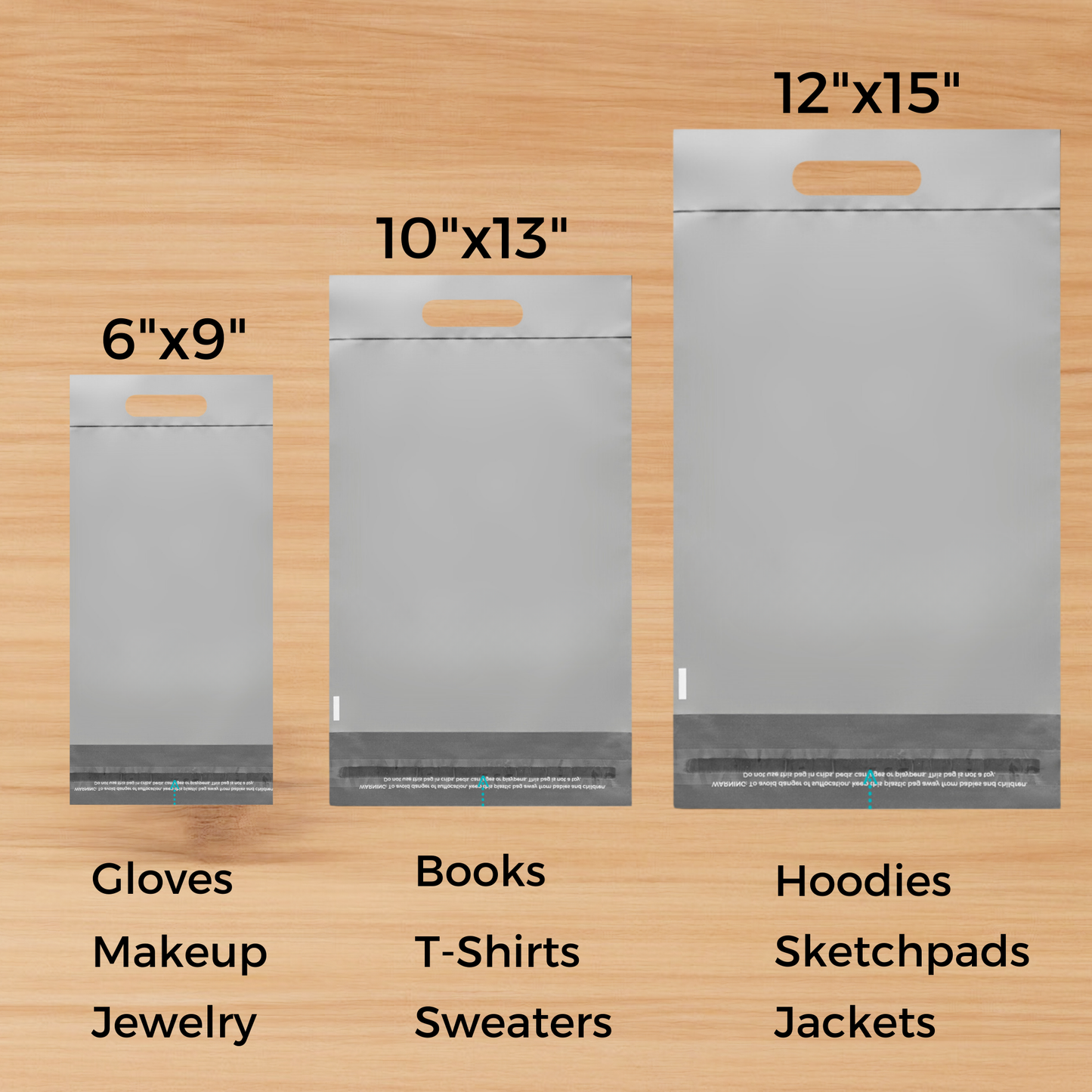 Frosted Poly Mailers with Handle 12x15, 50 Pack