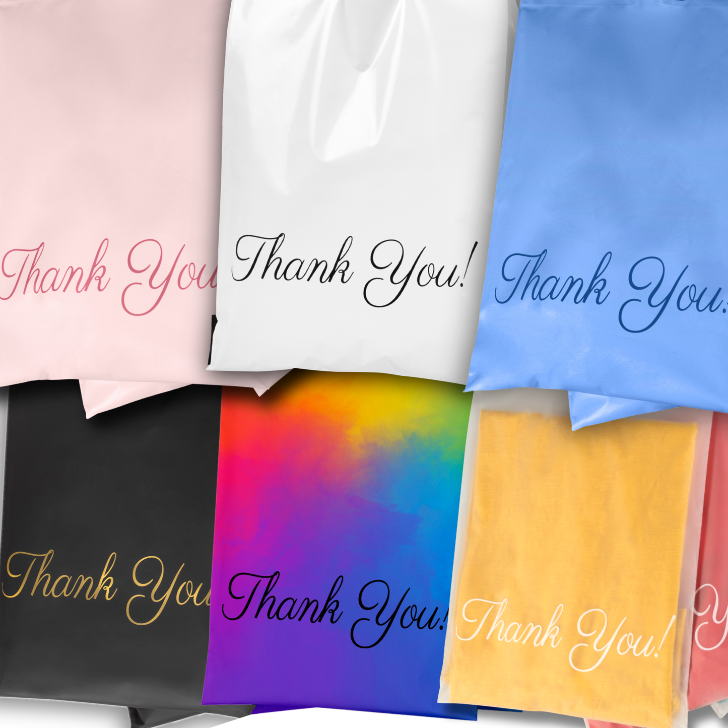 White Poly Mailers with Handle 6x9, 100 Pack