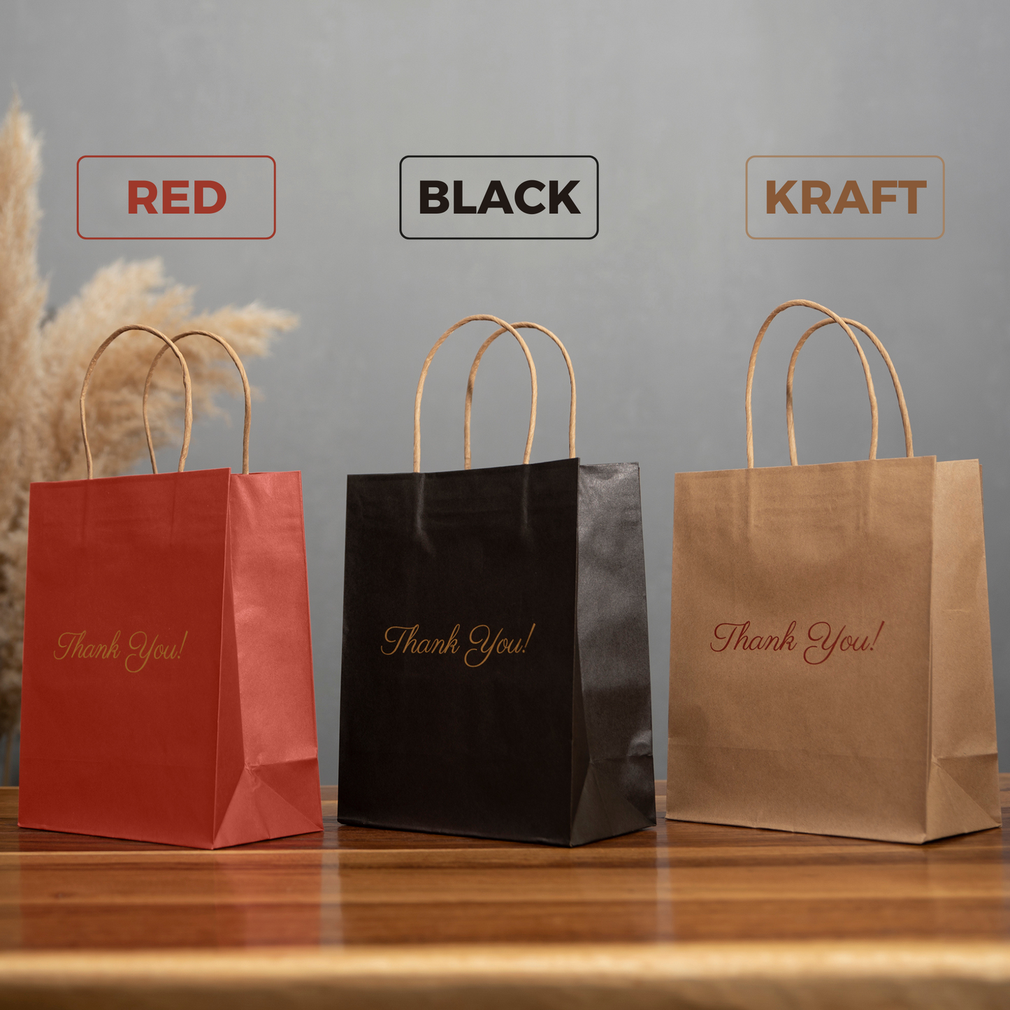 Thank You Gift Bags, Kraft Paper Bags 50 Pack, 8"x10"x4" Wedding Gift Bag