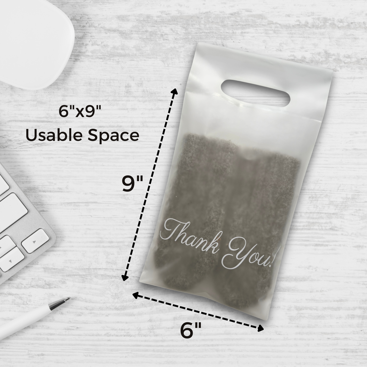 Frosted Poly Mailers with Handle 6x9, 100 Pack